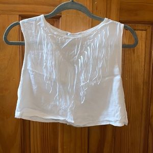Zara White Crop Top with Fringe